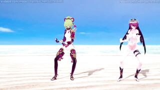 Genshin Impact: [MMD] Rockabye (Rosaria, Kuki Shinobu).