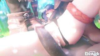 Xiangling Sucks off a group of hilichurls then gets Fucked hard and Creampied Genshin Impact 3D SEX Porn Animation DrAgk