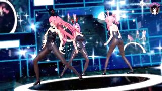 Slime Anime - 3 Cute Girls in Sexy Bunny Suits With Pantyhose Dancing (3D HENTAI)