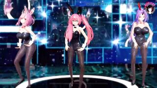 Slime Anime - 3 Cute Girls in Sexy Bunny Suits With Pantyhose Dancing (3D HENTAI)