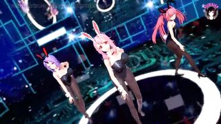 Slime Anime - 3 Cute Girls in Sexy Bunny Suits With Pantyhose Dancing (3D HENTAI)
