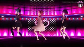 Sexy 3 Teens Dancing In Dress + Gradual Undressing (3D HENTAI)