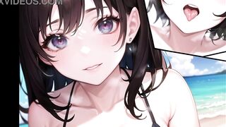 Hot Big Tits Anime Bikini Teens On Beach (with pussy masturbation ASMR sound!) Uncensored Hentai
