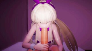 Blue Archive Toki Bunny Girl Hentai Playboy BlowJob and Sex Blonde Girl MMD 3D Purple Ribbon Color Edit Smixix