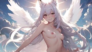 Beautiful Naked FoxGirl Angel and Demon
