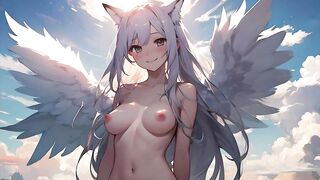 Beautiful Naked FoxGirl Angel and Demon