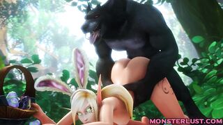 Slutty Elf Gets Pounded From Behind By A Werewolf - 3D Hentai