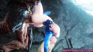 Blonde Slut Gets Her Asshole Pounded By Huge Monster - 3D Hentai