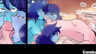 Steven Fucks Lapis Lazuli and her Two Step Sisters Take Turns Riding His Huge Cock