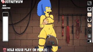Marge Simpson Milf Moaning Orgasm BDSM Bondage Wooden Horse Spanking Slapping - Hole House