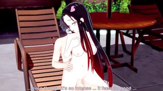 Nezuko Kamado cojiendo en la alberca en bikini