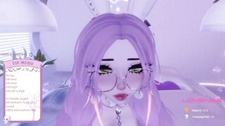 VR slut gives dildo a blowjob for chat