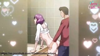 hot girl has sex in the bathroom and her husband watches her