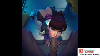 D.Va Do Amazing Blowjob And Getting Cum On Face - Hottest Overwatch Hentai Animation 4K 60Fps