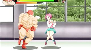 Strong man having sex with a pretty lady in new hentai game gameplay