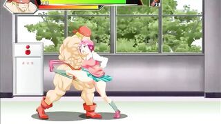 Strong man having sex with a pretty lady in new hentai game gameplay
