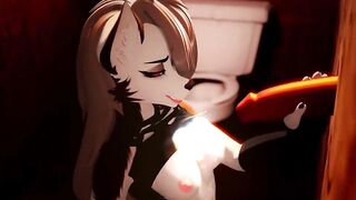 Cute Furry girl have surprise in toilet and fucked