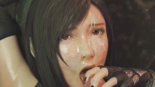Final Fantasy porn Tifa gives a deep-throat blowjob rule34 3D hentai
