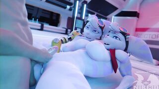 Two Rivets Sucking, Fucking, and Using Their Tits to Milk Cock (Ratchet and Clank)