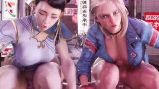 Street Fighter Chunli Compilation Threesome Cammy Dick Ride Creampie 3D uncensored SFM hentai