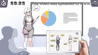Silver haired lady hentai using a vibrator in a public lecture new hentai gameplay