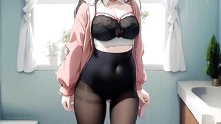 Cute anime girls wearing pantyhose tights compilation