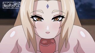 NARUTO- Tsunade loosing a poker game and now has to use her tits