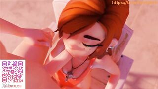 red-haired beauty gives a beautiful blowjob on the beach / 3D animation / more on the link Hentai