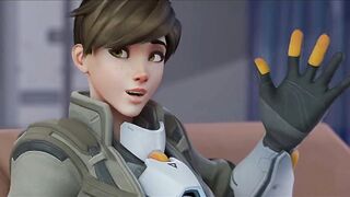 Tracer sucking and licking dick Overwatch hentai
