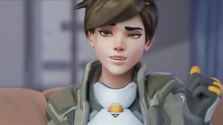 Tracer sucking and licking dick Overwatch hentai