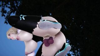 3D Hentai Horny Shy Blonde Spider Gwen Squirt Fingering Masturbation Dildo Ride in Public Park Cum