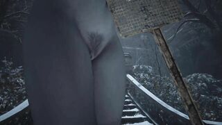 Resident Evil Village Lady Dimitrescu see through Blue Bikini Bottomless - Bushy Pussy Spanking Art