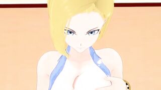 DBZ Android 18 Giving a Boob Massage Job (9)