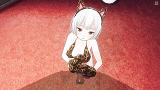 3D HENTAI Neko Girl Strokes your Dick with her Paws