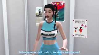 Asian Teen Cheerleader Fucks her Male Coach for a spot on the Team - Sims 4
