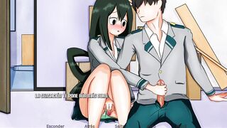 Masturbando a la bella Tsuyu de My Hero Academy - RE:Hero Academy
