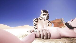 big tit fuck Zebra Furry Girl, cum in tits