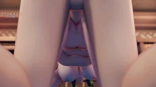 原神3D同人动画，闲云申鹤双飞 旅行者真的太性福了！