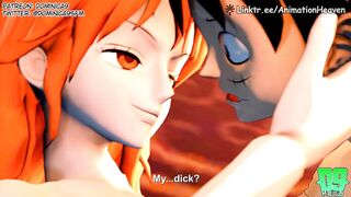Nami teaches Luffy what sex feels like