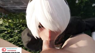 B2 DO HOT BLOWJOB AND GETTING CUM IN MOUTH | NIER AUTOMATA HENTAI 4K