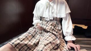 [Crossdressing] Japanese masturbation with a lot of ejaculation in a cute uniform ????