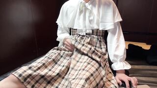 [Crossdressing] Japanese masturbation with a lot of ejaculation in a cute uniform ????