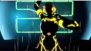 3D cute Asian slut shaking her big boobs dance for you