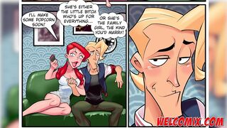 Porn Cartoon! Guy caught his hot girlfriend fucking an older man!