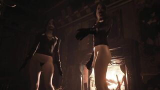 Resident Evil 8 Nude Lady Dimitrescu Red Lace Lingerie & Bottomless Daughters Resident Evil Village