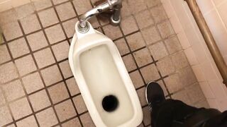 【素人撮影】公衆トイレでオナニーしてみた! 濃厚ザーメンを臭い便器に向けて射精してやったぜ!（無修正）