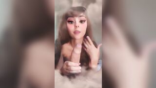Pretty Girl with Big Green Eyes gives an Epic Blowjob - POV