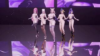 [MMD] K/DA - the Baddest 5 Girls Strip Ver. Ahri Akali Evelynn Kaisa Seraphine 3D Erotic Dance