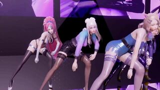 [MMD] K/DA - the Baddest 5 Girls Strip Ver. Ahri Akali Evelynn Kaisa Seraphine 3D Erotic Dance