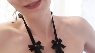 MESSY HOT GIRL PLAYS WITH A CREAM CAKE IN HER BRA